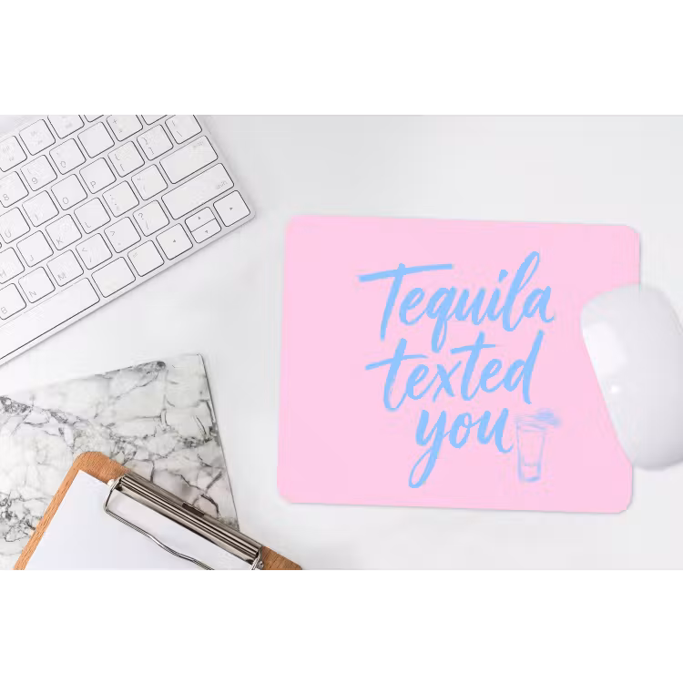 Muismat - Tequila texted you - Roze - Blauw — 2