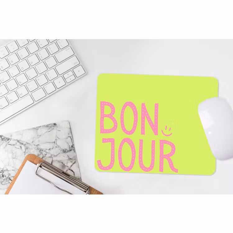 Muismat - Groen - Smiley - Bonjour - Roze — 2