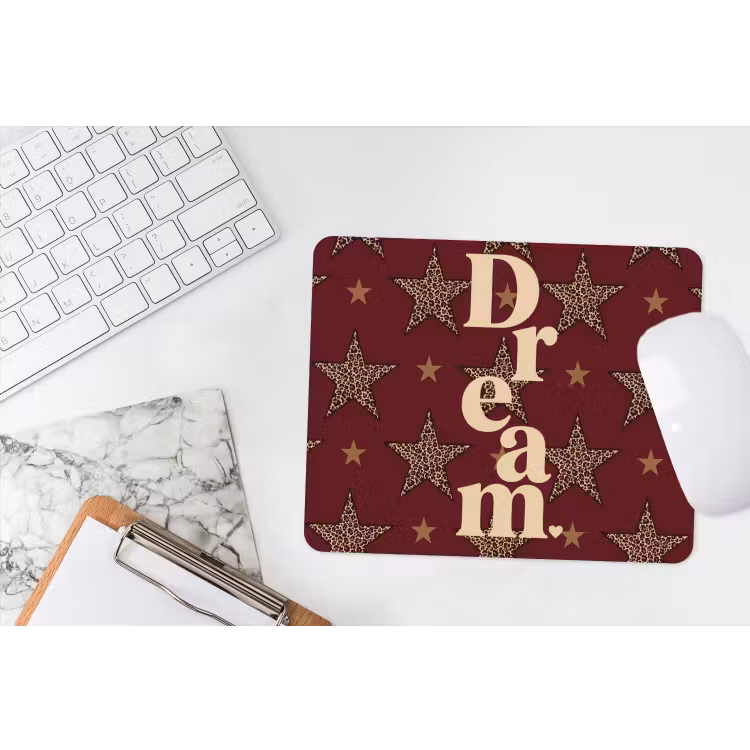 Muismat - Sterren - Luipaardprint - Dream - Bordeaux — 2