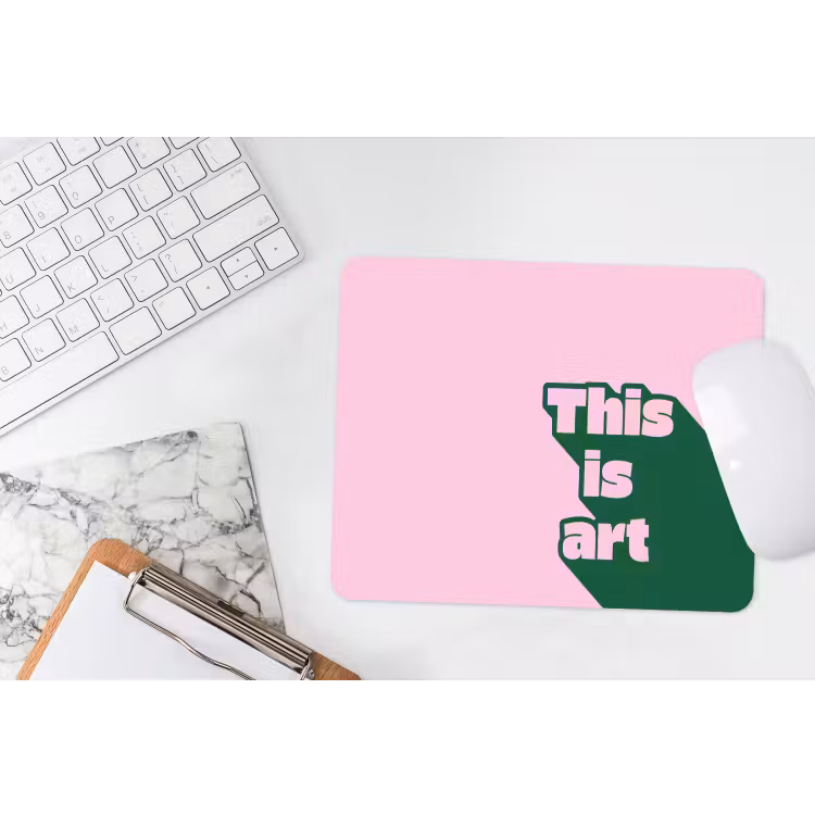 Muismat - Groen - Teskt - This is art - Roze — 2