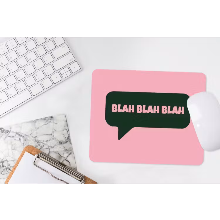 Muismat - Roze - Tekstwolk - Groen - BLAH BLAH BLAH — 2