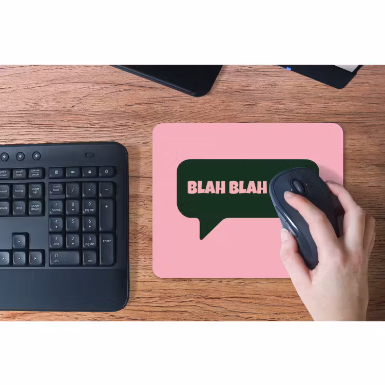 Muismat - Roze - Tekstwolk - Groen - BLAH BLAH BLAH — 3