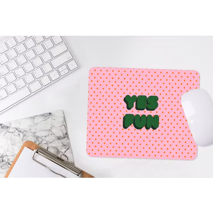 Muismat - Yes fun - Groen - Roze - Stippen — 2