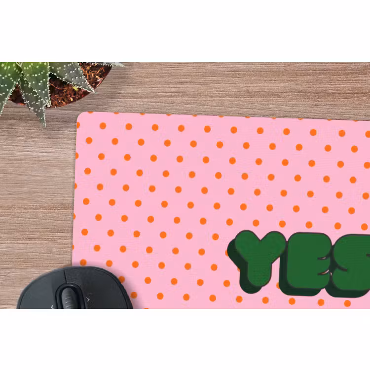 Muismat - Yes fun - Groen - Roze - Stippen — 4