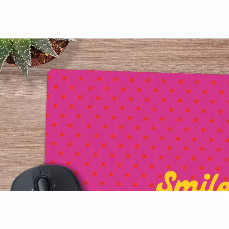 Muismat - Smile - Stippen - Geel - Smiley - Roze — 4