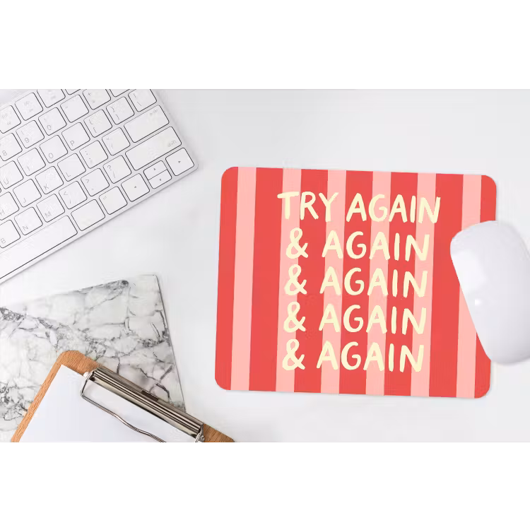 Muismat - Strepen - Rood - Try again — 2