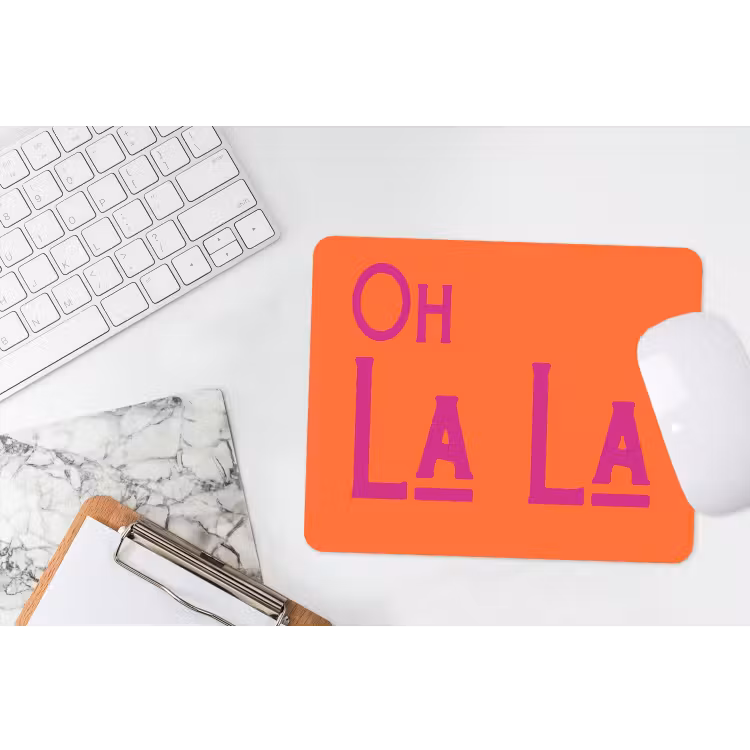 Muismat - Oh la la - Oranje - Roze - Scheeflettertype — 2