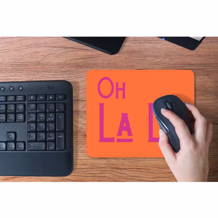 Muismat - Oh la la - Oranje - Roze - Scheeflettertype — 3