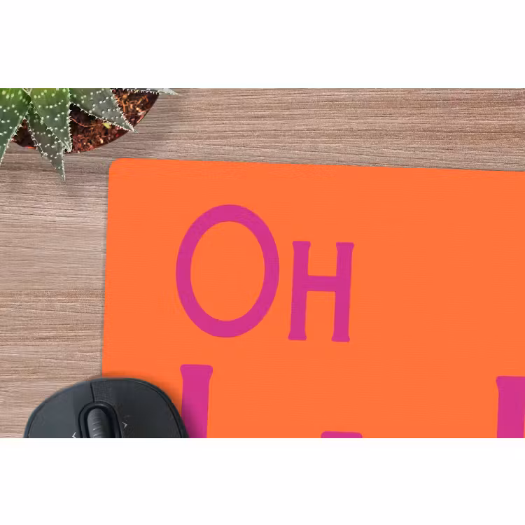 Muismat - Oh la la - Oranje - Roze - Scheeflettertype — 4