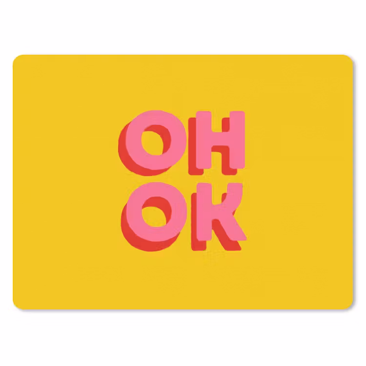 Muismat - Oh ok - 3D - Geel - Roze — 1