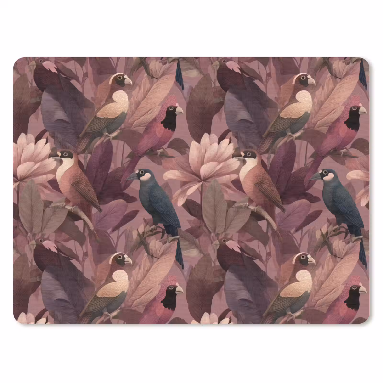 Muismat - Vogels - Bladeren - Roze — 1