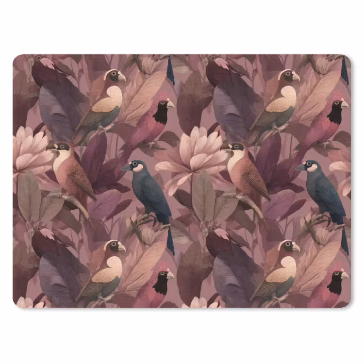 Muismat - Vogels - Bladeren - Roze — 1