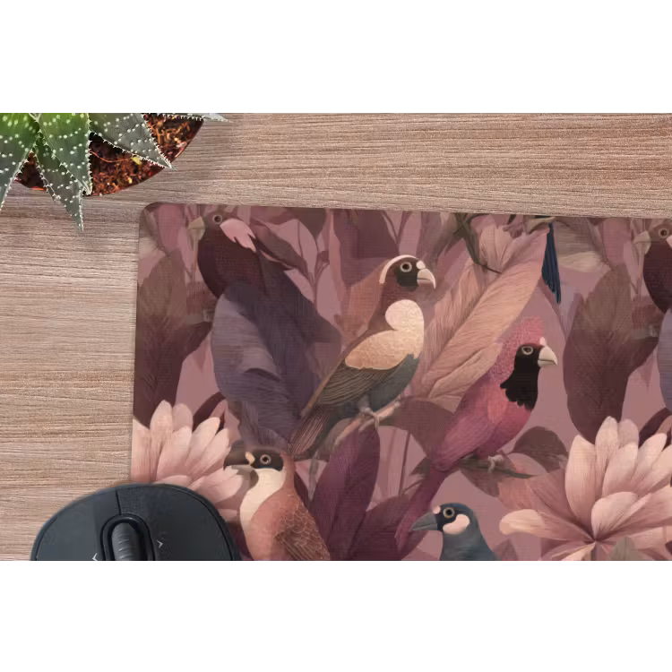 Muismat - Vogels - Bladeren - Roze — 4
