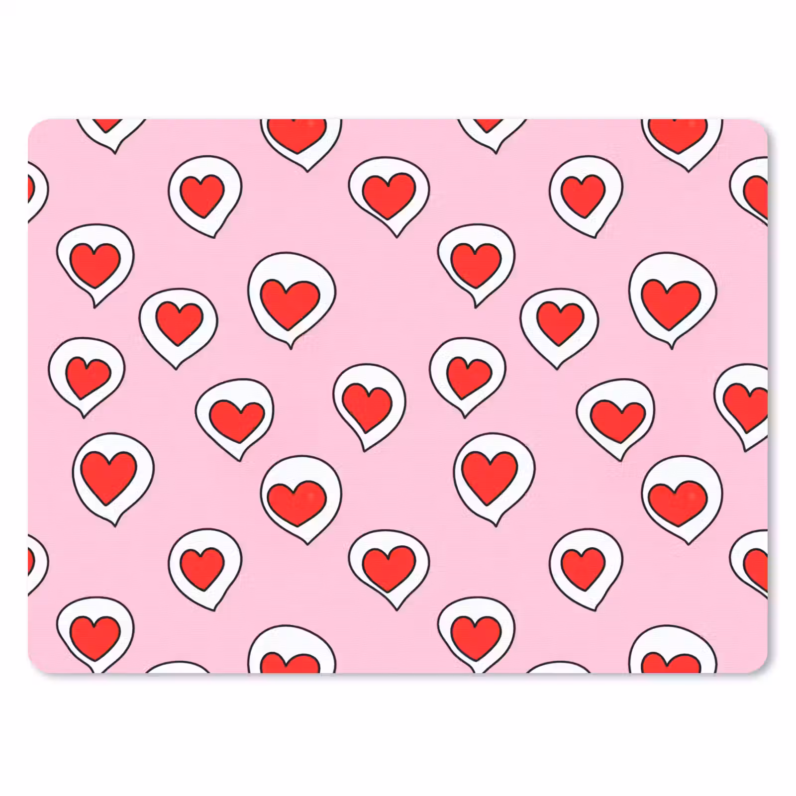Muismat - Hartjes - Patroon - Rood — 1