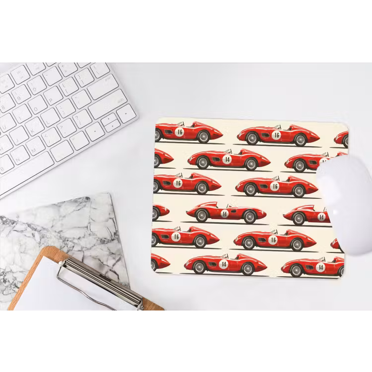 Muismat - Raceauto - Retro - Rood — 2