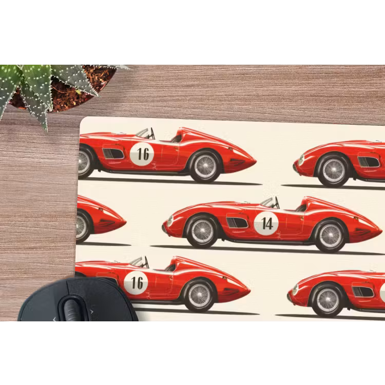 Muismat - Raceauto - Retro - Rood — 4