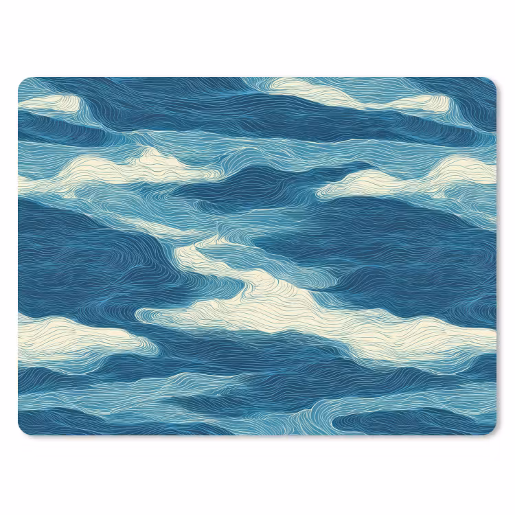 Muismat - Golven - Abstract - Patroon - Blauw - Wit — 1