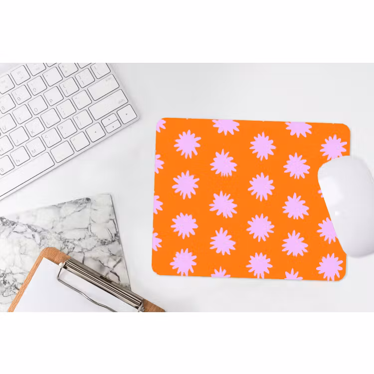 Muismat - Retro - Bloemen - Oranje — 2