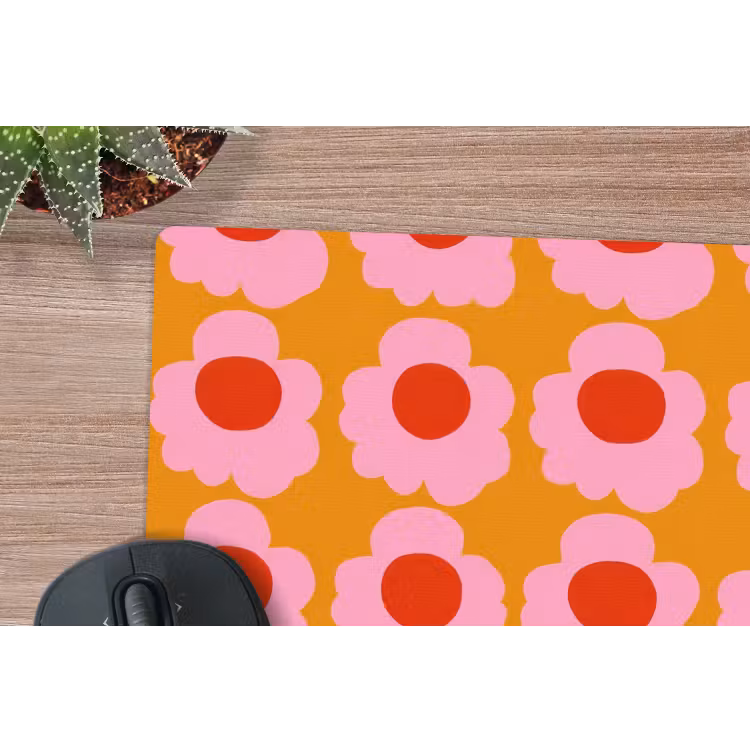 Muismat - Retro - Bloemen - Roze — 4