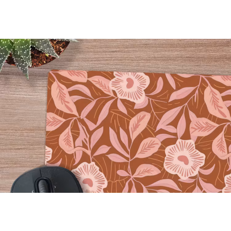 Muismat - Patroon - Bladeren - Terracotta — 4