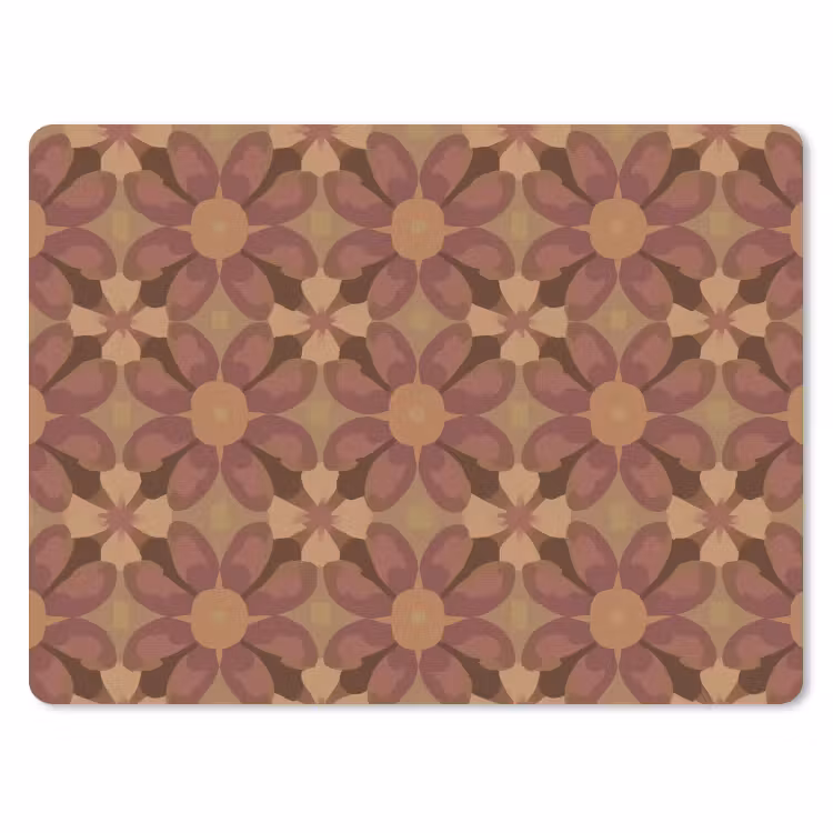 Muismat - Retro - Bloemen - Bruin — 1