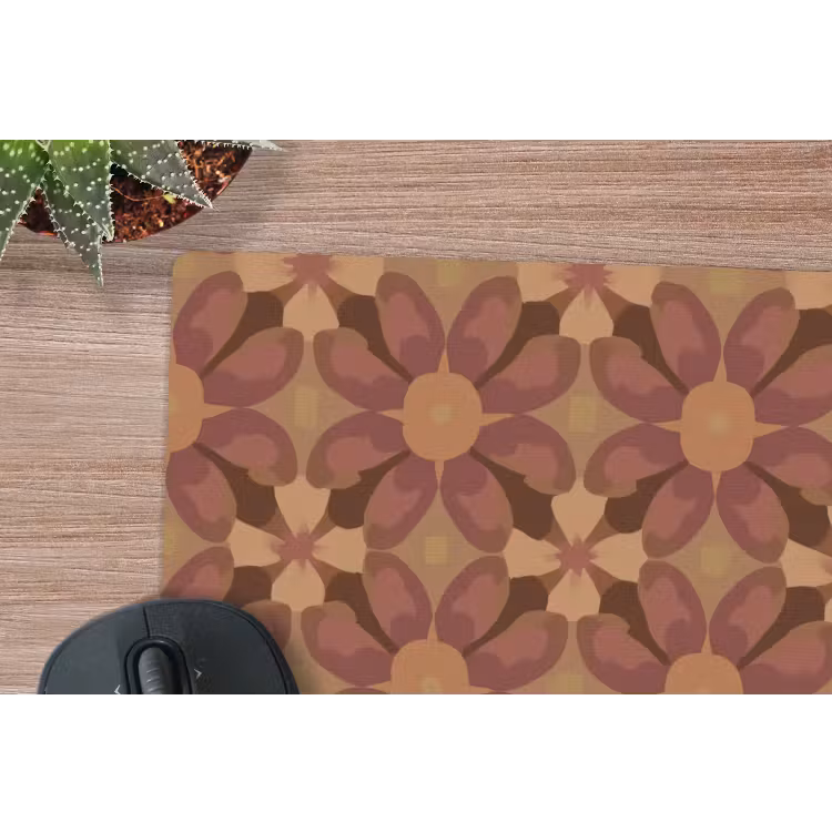 Muismat - Retro - Bloemen - Bruin — 4