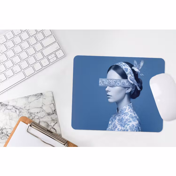 Muismat - Portret - Klassiek - Wit - Blauw — 2