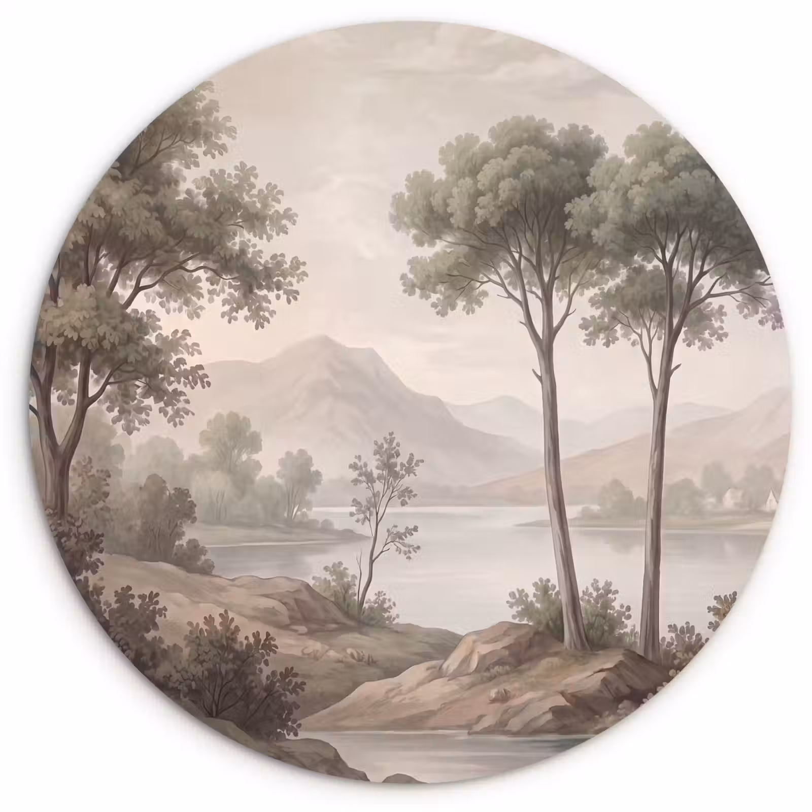 Muurcirkel - Bomen - Meer - Bergen - Illustratie — 1