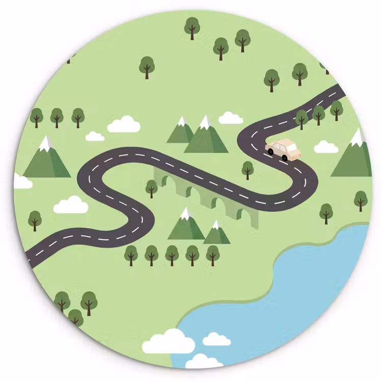 Muurcirkel - Auto - Bergweg - Natuur - Illustratie — 1