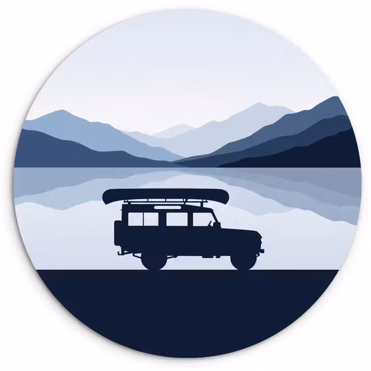 Muurcirkel - Auto - Meer - Bergen - Blauw — 1