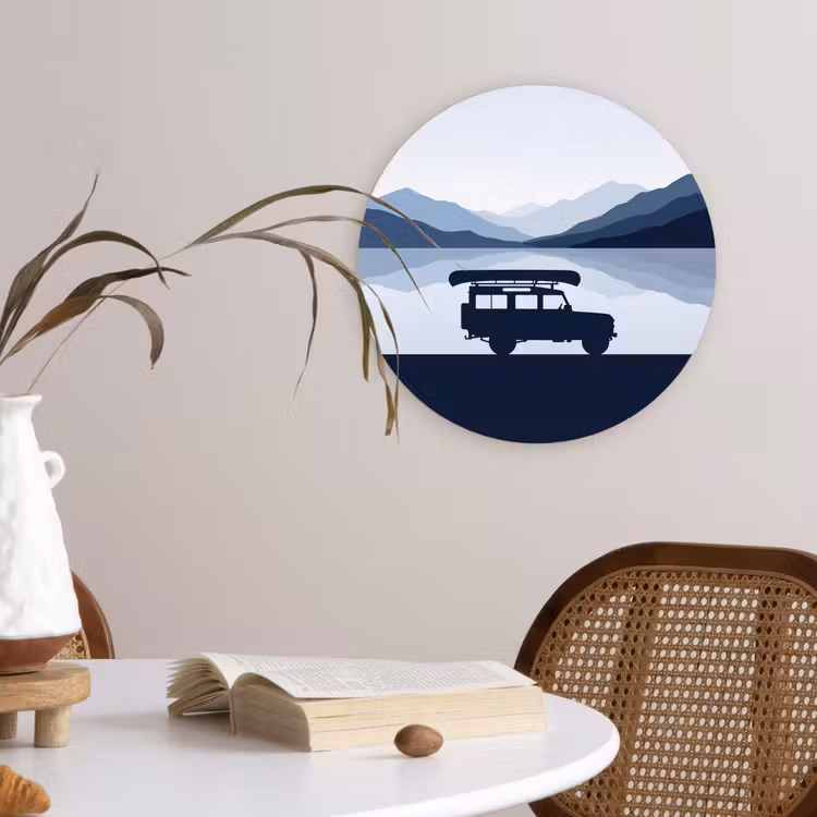 Muurcirkel - Auto - Meer - Bergen - Blauw — 4