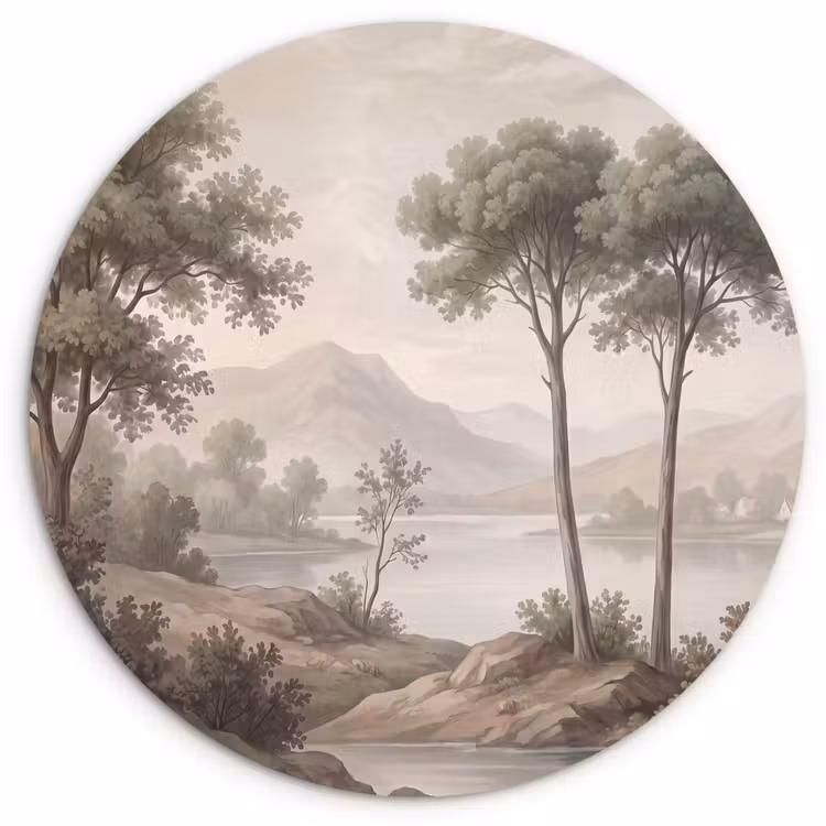 Muurcirkel - Bomen - Meer - Bergen - Illustratie — 1