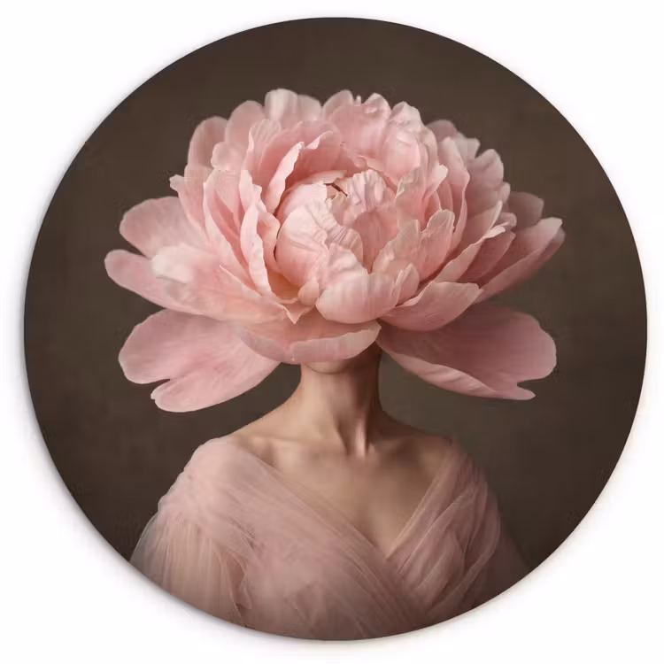 Muurcirkel - Gezicht - Roos - Roze — 1