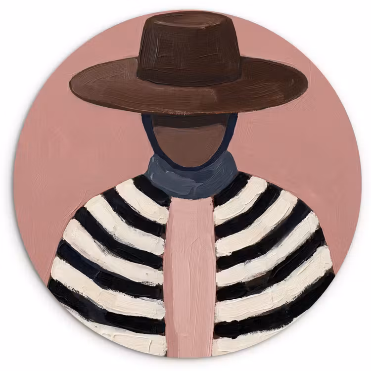 Muurcirkel - Grafisch - Vrouw - Roze — 1
