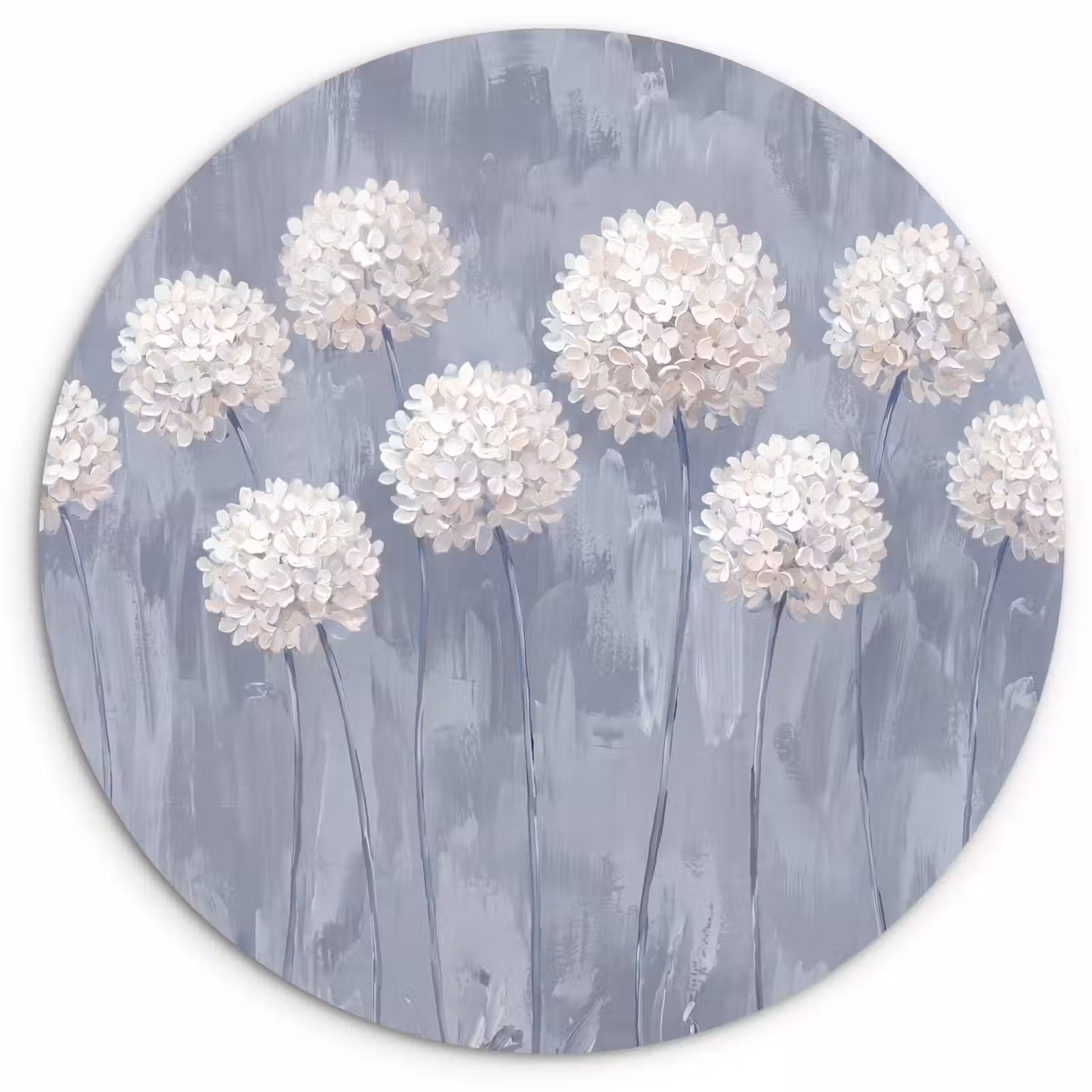 Muurcirkel - Bloemen - Illustratie - Blauw — 1