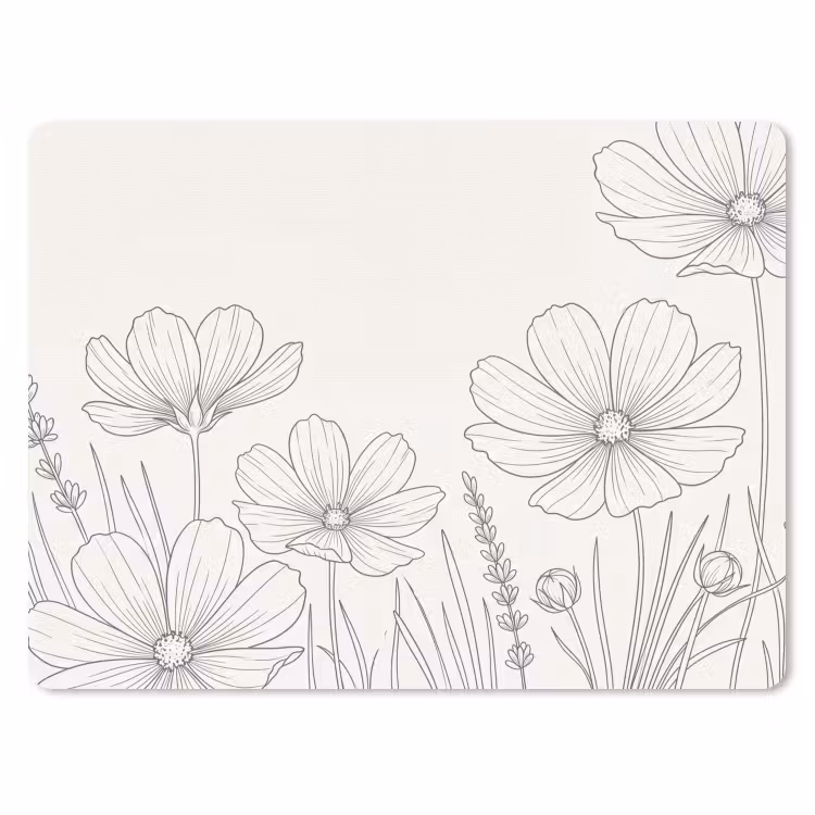 Muismat - Minimalistisch - Modern - Bloemen - Beige — 1