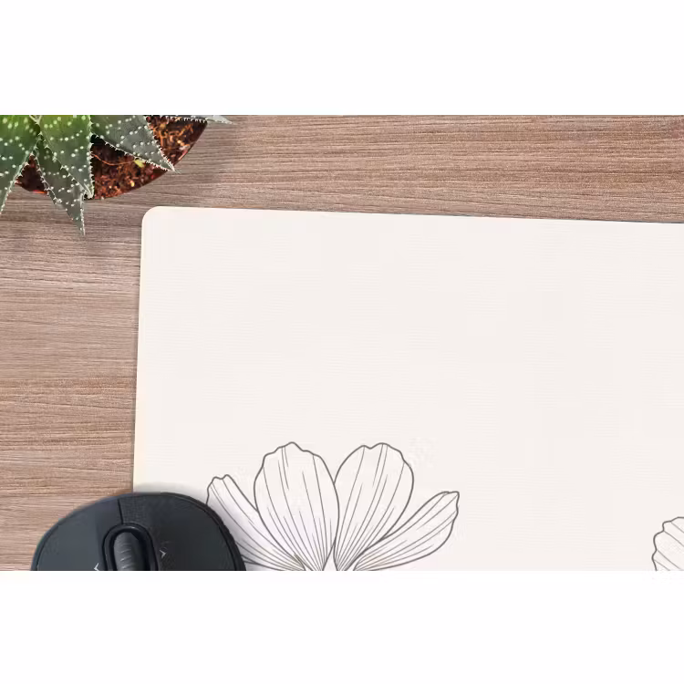 Muismat - Minimalistisch - Modern - Bloemen - Beige — 4