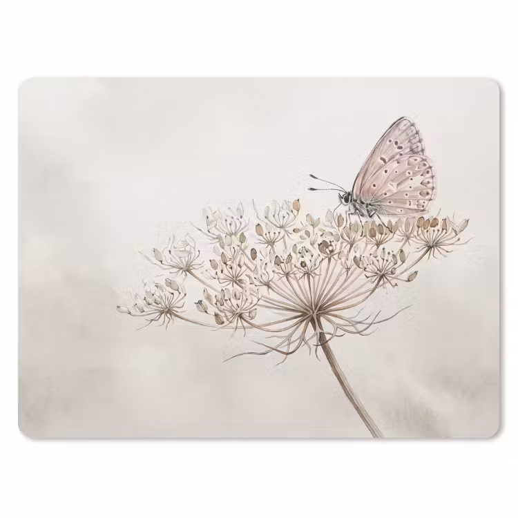 Muismat - Vlinder - Bloem -Natuur - Beige — 1