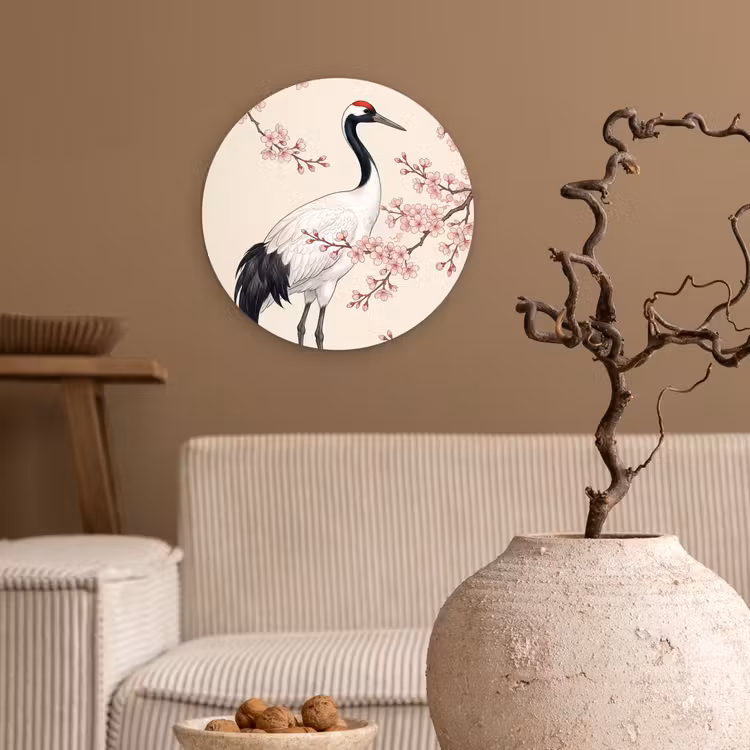 Muurcirkel - Aziatisch - Kraanvogel - Beige — 2