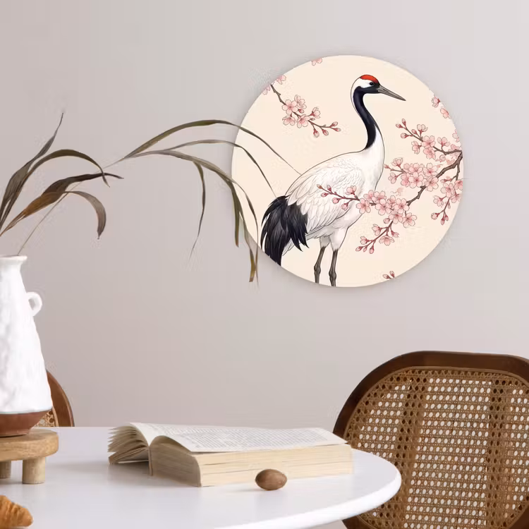 Muurcirkel - Aziatisch - Kraanvogel - Beige — 4