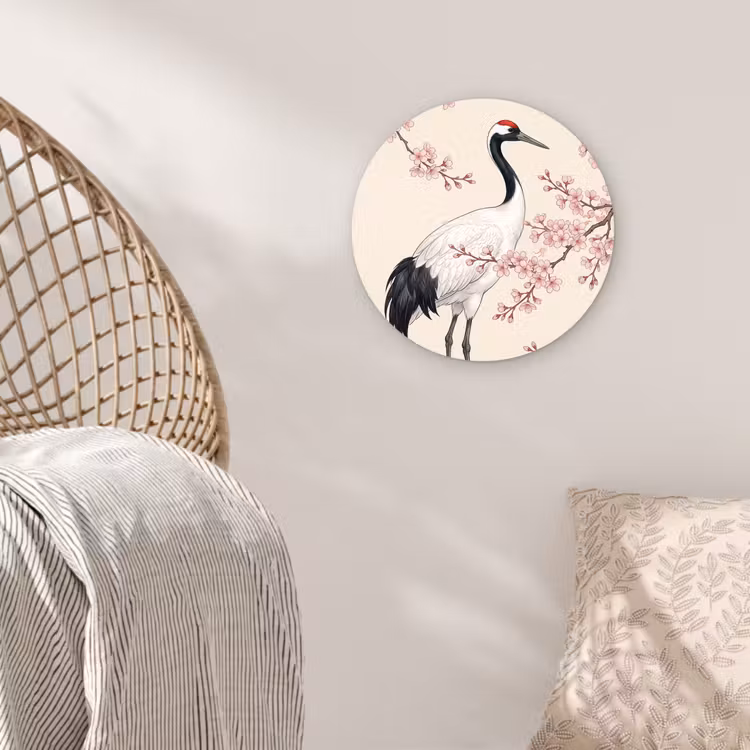 Muurcirkel - Aziatisch - Kraanvogel - Beige — 5