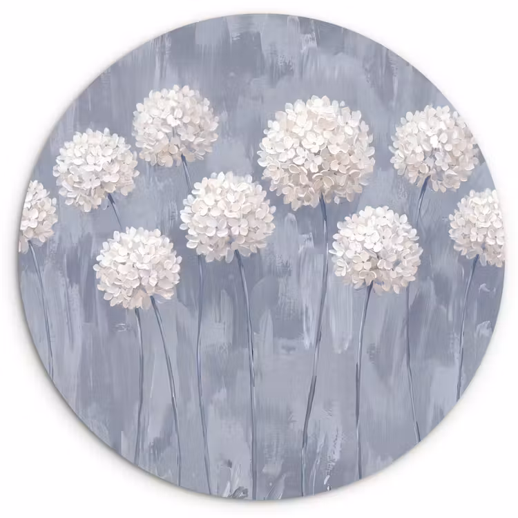 Muurcirkel - Bloemen - Illustratie - Blauw — 1