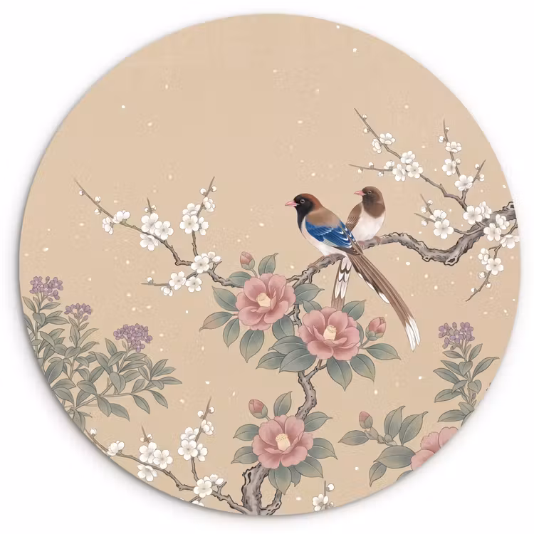 Muurcirkel - Bloemen - Vogels - Bloemen — 1