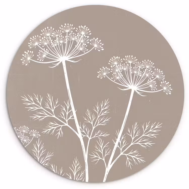 Muurcirkel - Grafisch - Fluitenkruid - Taupe — 1