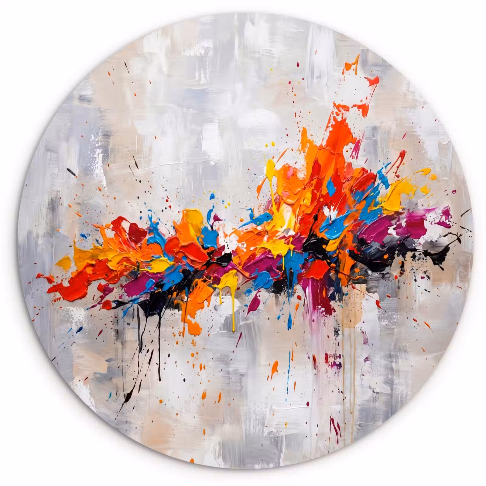 Muurcirkel - Abstract - Schilderij - Kleurrijk - Dynamisch — 1