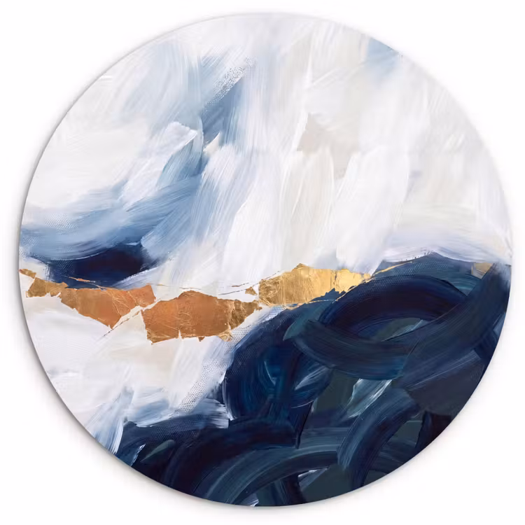 Muurcirkel - Abstract - Acryl - Blauw - Goud - Elegant — 1
