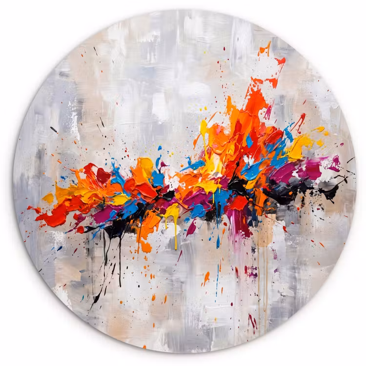 Muurcirkel - Abstract - Schilderij - Kleurrijk - Dynamisch — 1