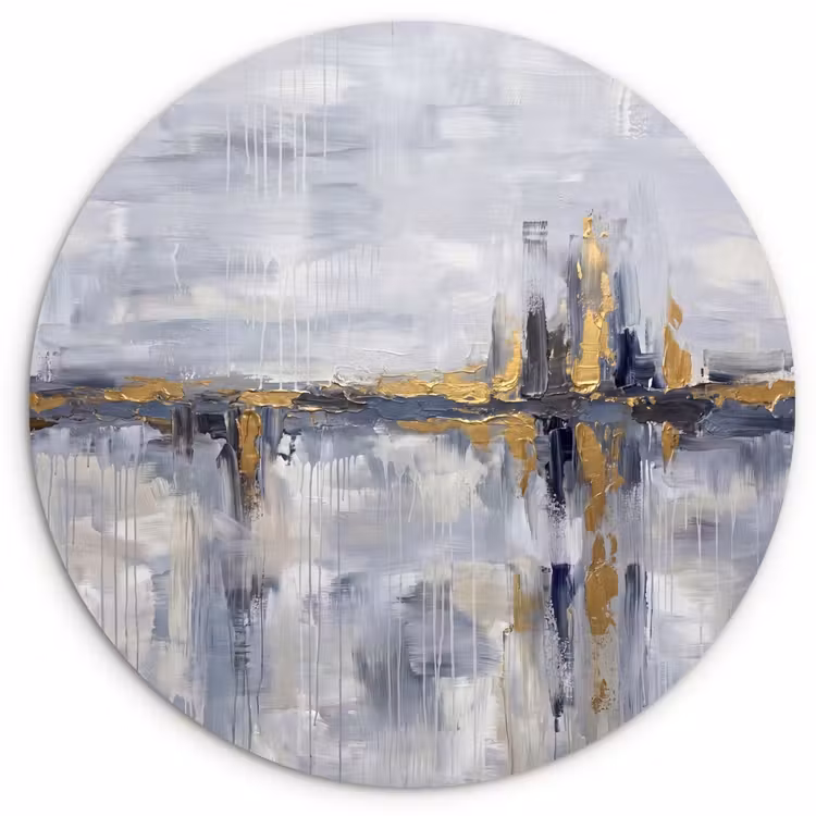 Muurcirkel - Abstract - Structuur - Goud - Grijs - Modern — 1