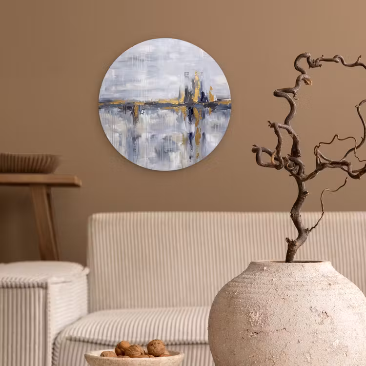 Muurcirkel - Abstract - Structuur - Goud - Grijs - Modern — 2