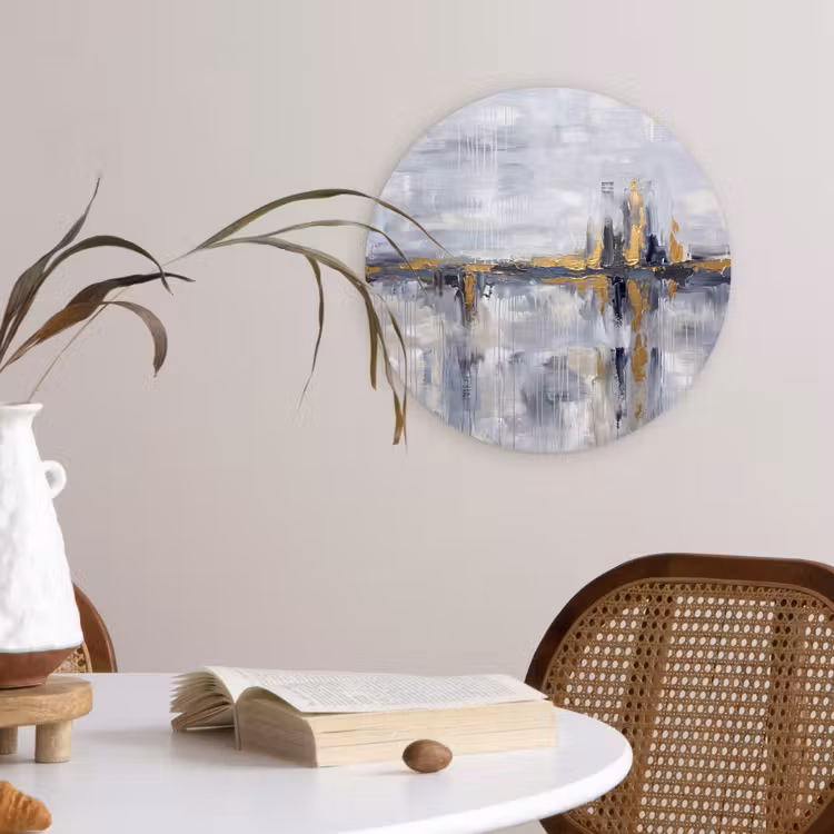 Muurcirkel - Abstract - Structuur - Goud - Grijs - Modern — 4